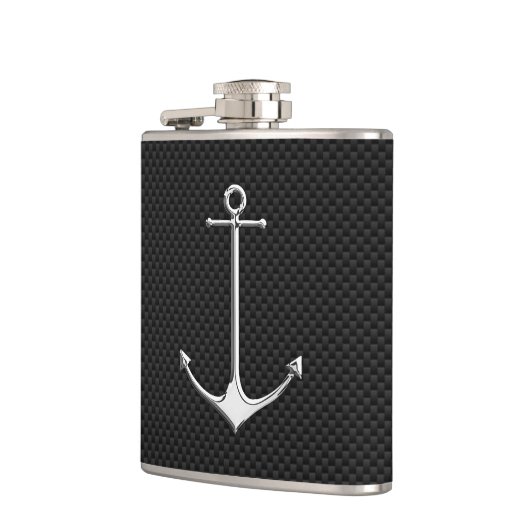 Chrom-Anker auf Kohlenstoff-Faser-Druck Flachmann (Links)