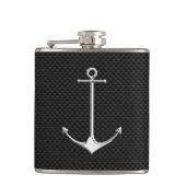 Chrom-Anker auf Kohlenstoff-Faser-Druck Flachmann (Vorderseite)