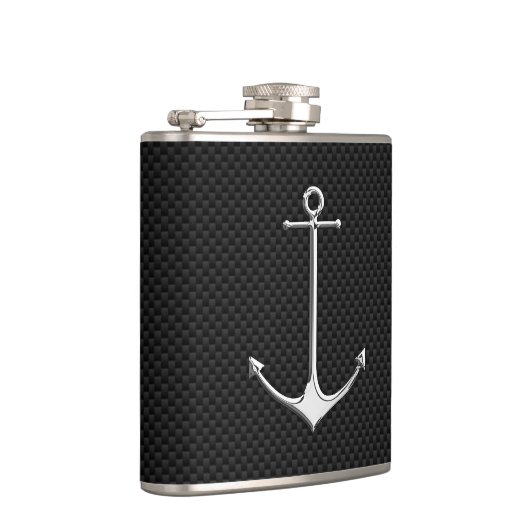 Chrom-Anker auf Kohlenstoff-Faser-Druck Flachmann (Rechts)