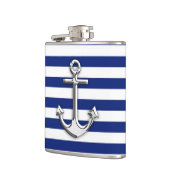 Chrom-Anker auf Marine-Streifen Flachmann (Links)