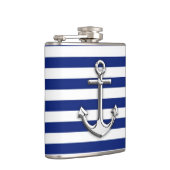 Chrom-Anker auf Marine-Streifen Flachmann (Rechts)