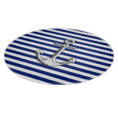 Chrom-Anker auf Marine-Streifen Schneidebrett (Ecke)