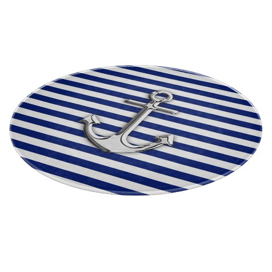 Chrom-Anker auf Marine-Streifen Schneidebrett (Ecke)