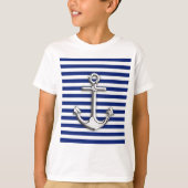 Chrom-Anker auf Marine-Streifen T-Shirt (Vorderseite)