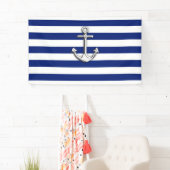 Chrom-Anker auf Seemarine-blaue Streifen-Druck Banner (Insitu)