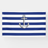 Chrom-Anker auf Seemarine-blaue Streifen-Druck Banner (Horizontal)