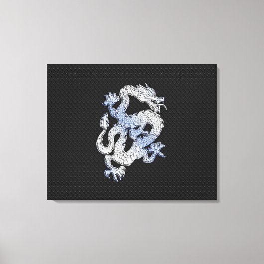 Chrom-Art-Drache auf schwarzem Leinwanddruck (Vorderseite)