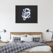 Chrom-Art-Drache auf schwarzem Leinwanddruck (Insitu (Schlafzimmer))