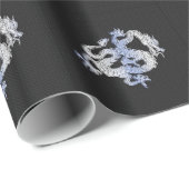 Chrom-Art-Drache im schwarzen Schlangen-Haut-Druck Geschenkpapier (Rolleneckpunkt)