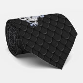 Chrom-Art-Drache im schwarzen Schlangen-Haut-Druck Krawatte (Gerollt)