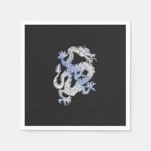 Chrom-Art-Drache im schwarzen Schlangen-Haut-Druck Serviette