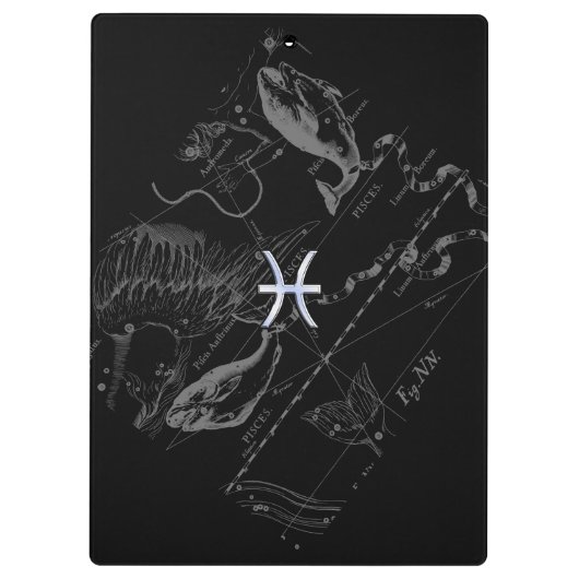 Chrom-Art-Fisch-Tierkreis-Symbol auf Hevelius Klemmbrett (Rückseite)
