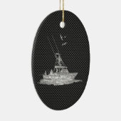 Chrom-Art-Fischerboot auf Kohlenstoff-Faser Keramikornament (Rechts)