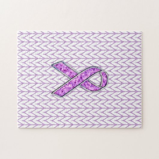 Chrom-Art-rosa Band-Bewusstseins-KristallStrick Puzzle (Horizontal)