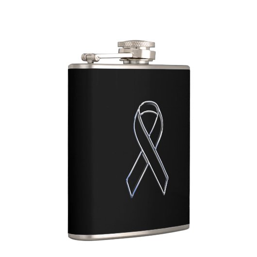 Chrom-Art-Schwarz-Band-Bewusstsein auf Schwarzem Flachmann (Rechts)