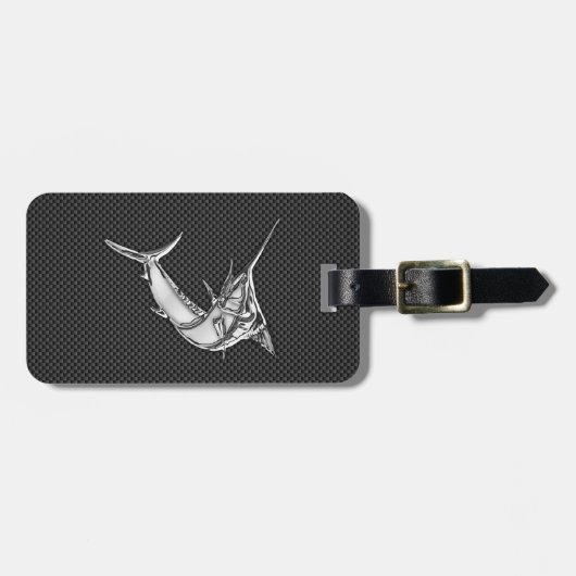 Chrom-Art-Speerfisch auf Kohlenstoff-Faser Gepäckanhänger (Vorderseite horizontal)