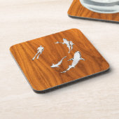 Chrom-Art-Taucher mit Haifischen auf Getränkeuntersetzer (Linke Seite)