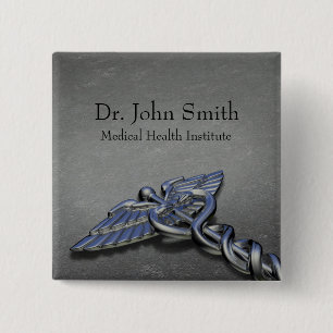 Chrom Berufliche medizinische Kadukeus - Schaltflä Button