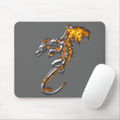 Chrom-Drache mit Flammen Mousepad (Mit Mouse)