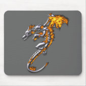 Chrom-Drache mit Flammen Mousepad (Vorne)