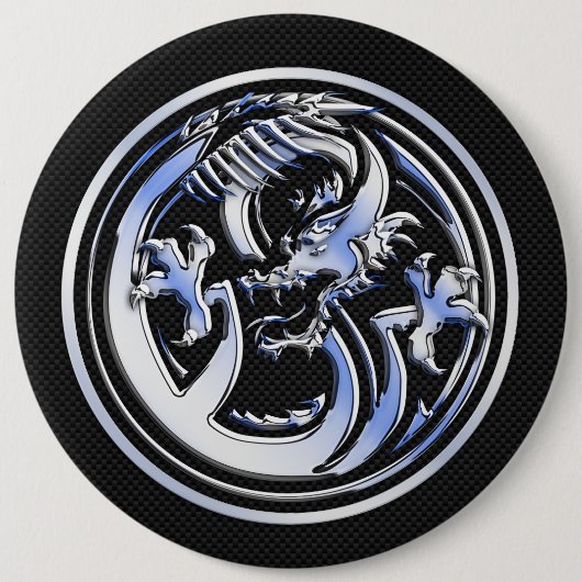 Chrom-Drache-Wappen-dunkler Button (Vorderseite)