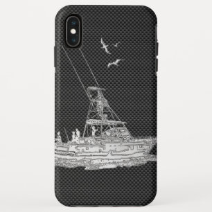 Chrom-Fischerboot auf Kohlenstoff-Faser-Dekor iPhone XS Max Hülle