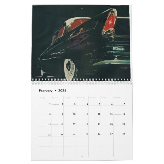 Chrom-Flossen u. große Autos Kalender (Feb 2026)