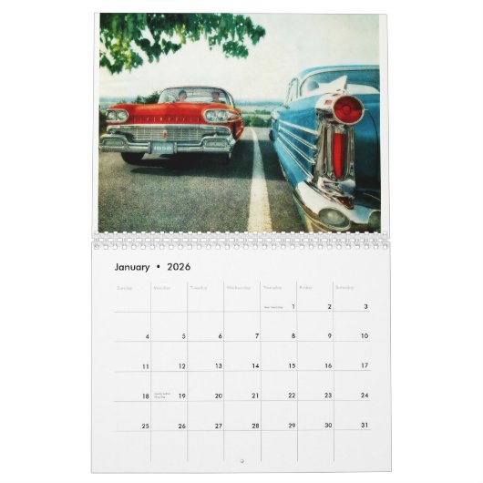 Chrom-Flossen u. große Autos Kalender (Jan 2026)