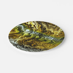 Chrom Flüssigmetallic Gold Silber Cool Party Pappteller