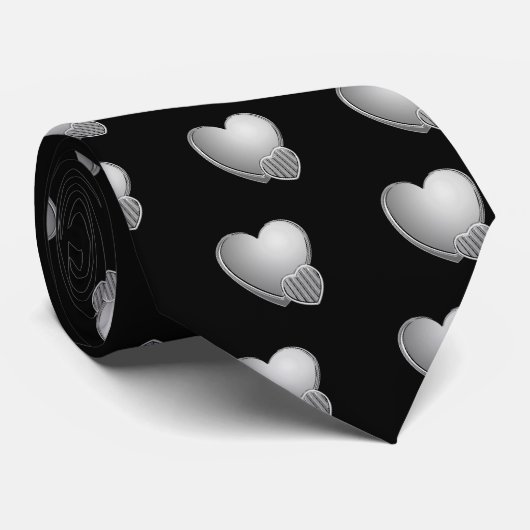 Chrom-Herzen Krawatte (Gerollt)