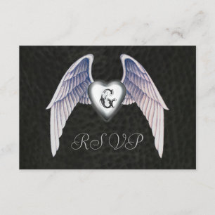 Chrom & Imitats Leather Winged Heart UAWG Einladun RSVP Karte