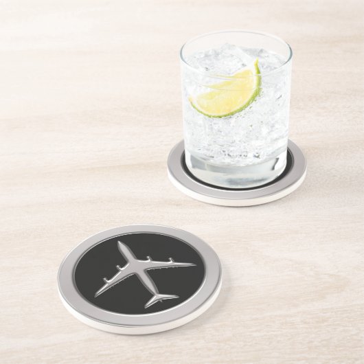 Chrom-Jet-Flugzeug Sandstein Untersetzer (Seite)