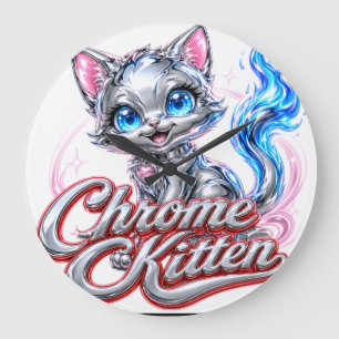 Chrom-Kätzchen-Wanduhr-Acryl Große Wanduhr