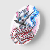 Chrom-Katzen-Wanduhr Runde Wanduhr (Winkel)