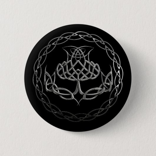 Chrom-keltische Knoten-Distel Button (Vorderseite)