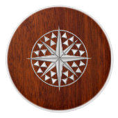 Chrom-Kompass auf Seemahagonikorn-Druck Keramikknauf (Vorderseite)