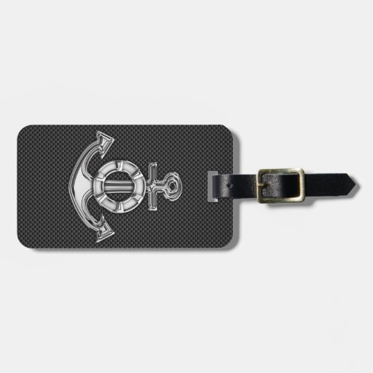 Chrom-Lebensretter-Anker auf Kohlenstoff-Faser Gepäckanhänger (Vorderseite horizontal)