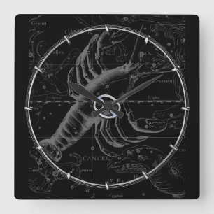 Chrom like Cancer Zodiac Sternbild Hevelius Quadratische Wanduhr