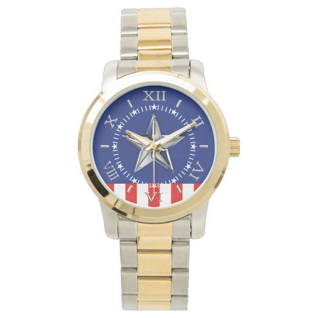 Chrom Like Star auf Festive Patriotic Colors Dial Armbanduhr (Vorderseite)