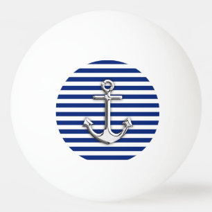 Chrom mag Anker auf Marine-blaue Streifen-Dekor Tischtennisball
