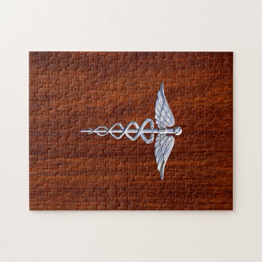 Chrom mag Caduceus-medizinische Puzzle (Horizontal)