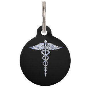 Chrom mag Caduceus-medizinisches Symbol Tiermarke