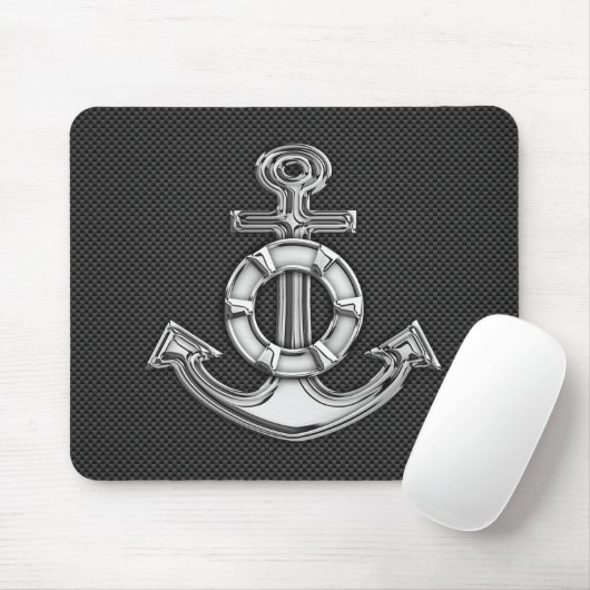 Chrom mag Lebensretter-Anker auf Kohlenstoff-Faser Mousepad (Mit Mouse)