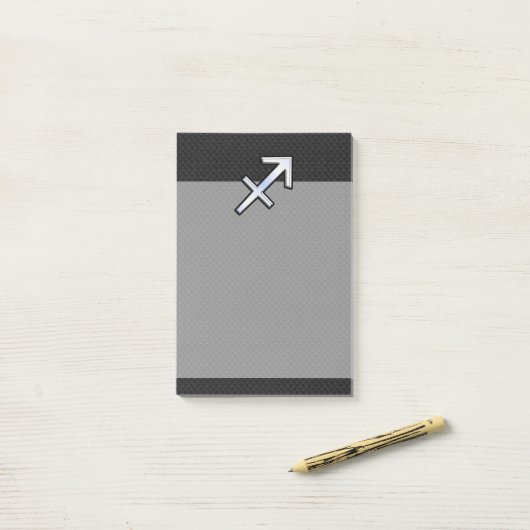 Chrom mag Schütze-Tierkreis-Zeichen auf Schwarzem Post-it Klebezettel (Auf Schreibtisch)