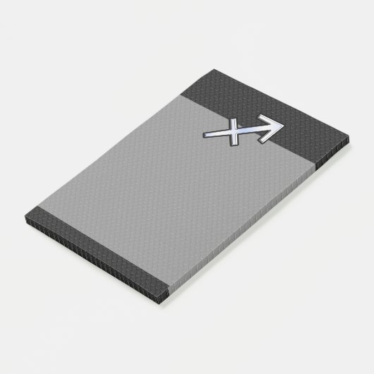 Chrom mag Schütze-Tierkreis-Zeichen auf Schwarzem Post-it Klebezettel (angewinkelt)