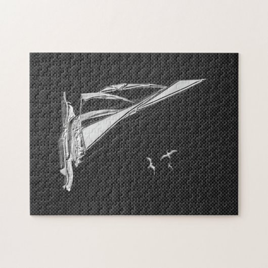 Chrom mag Segelboot auf Kohlenstoff-Faser Puzzle (Horizontal)