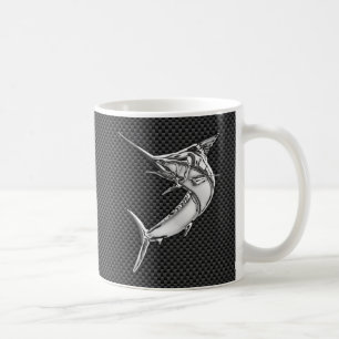 Chrom mag Speerfisch auf Kohlenstoff-Faser Kaffeetasse