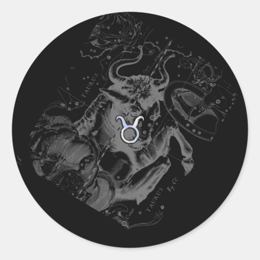 Chrom mag Stier-Tierkreis-Zeichen auf Hevelius Runder Aufkleber (Vorderseite)