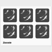 Chrom mag Taucher mit Haifischen auf Quadratischer Aufkleber (Blatt)