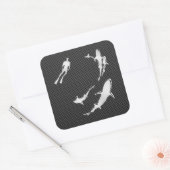 Chrom mag Taucher mit Haifischen auf Quadratischer Aufkleber (Umschlag)